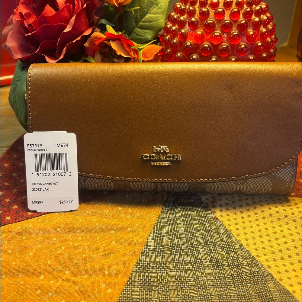 Coach Signature Checkbook Wallet